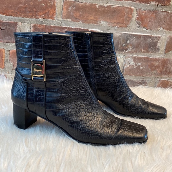 Salvatore Ferragamo Percy Crocodile Leather Boots, Size 7.5 - Picture 1 of 17